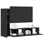 Mueble de TV de Pared 2 pcs Roble Negro Madera de ingeniería