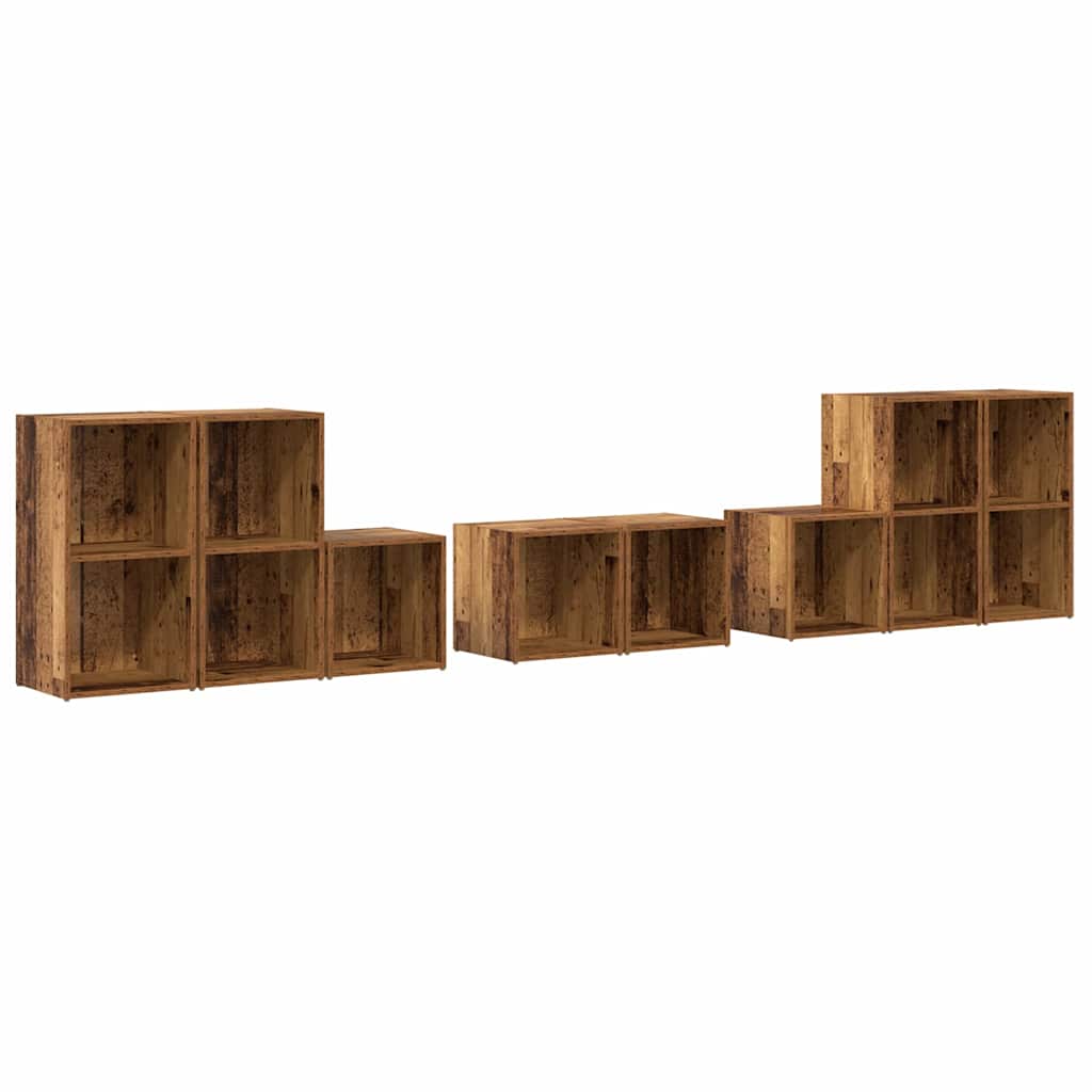 Juego de muebles de TV 8 pcs Madera Vieja Madera contrachapada