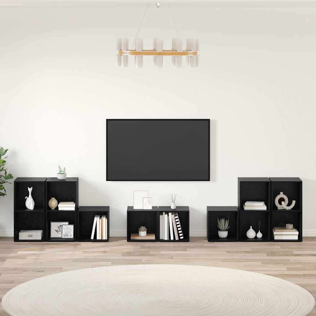 Juego de muebles de TV 8 pcs Madera Vieja Madera contrachapada
