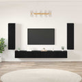 Unidades de TV 4 pcs Roble Negro Madera contrachapada