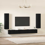 Unidades de TV 4 pcs Roble Negro Madera contrachapada