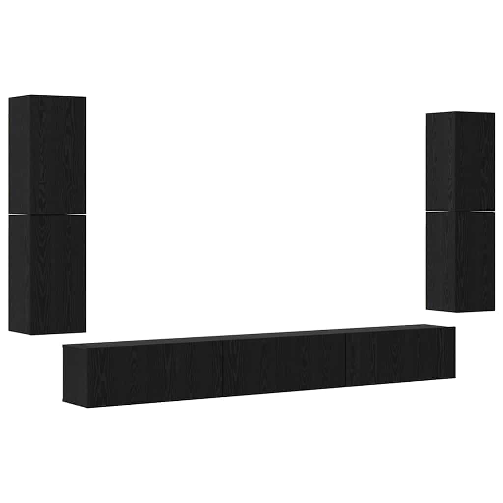 Unidades de TV 4 pcs Roble Negro Madera contrachapada