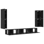 Unidades de TV 4 pcs Roble Negro Madera contrachapada