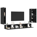 Unidades de TV 4 pcs Roble Negro Madera contrachapada