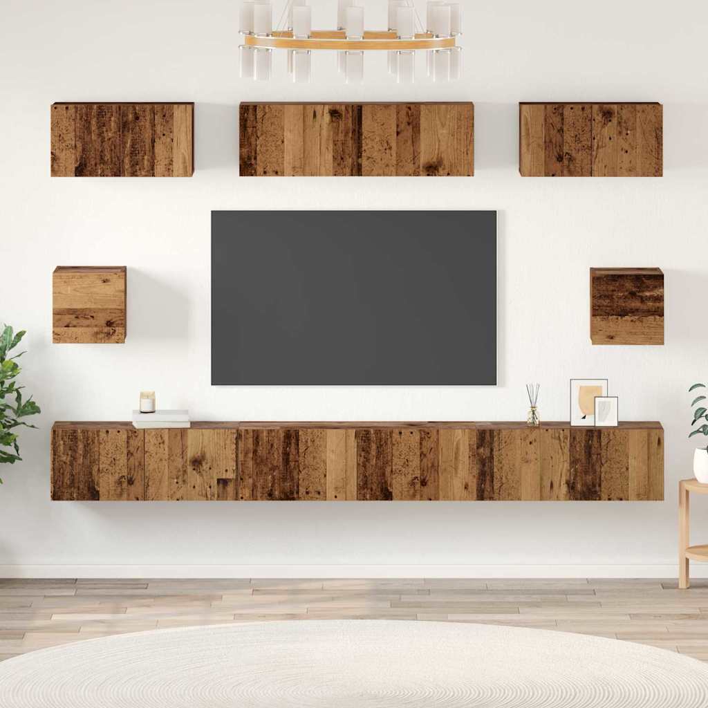 Conjunto de mueble de TV 8 pcs Roble artesanal