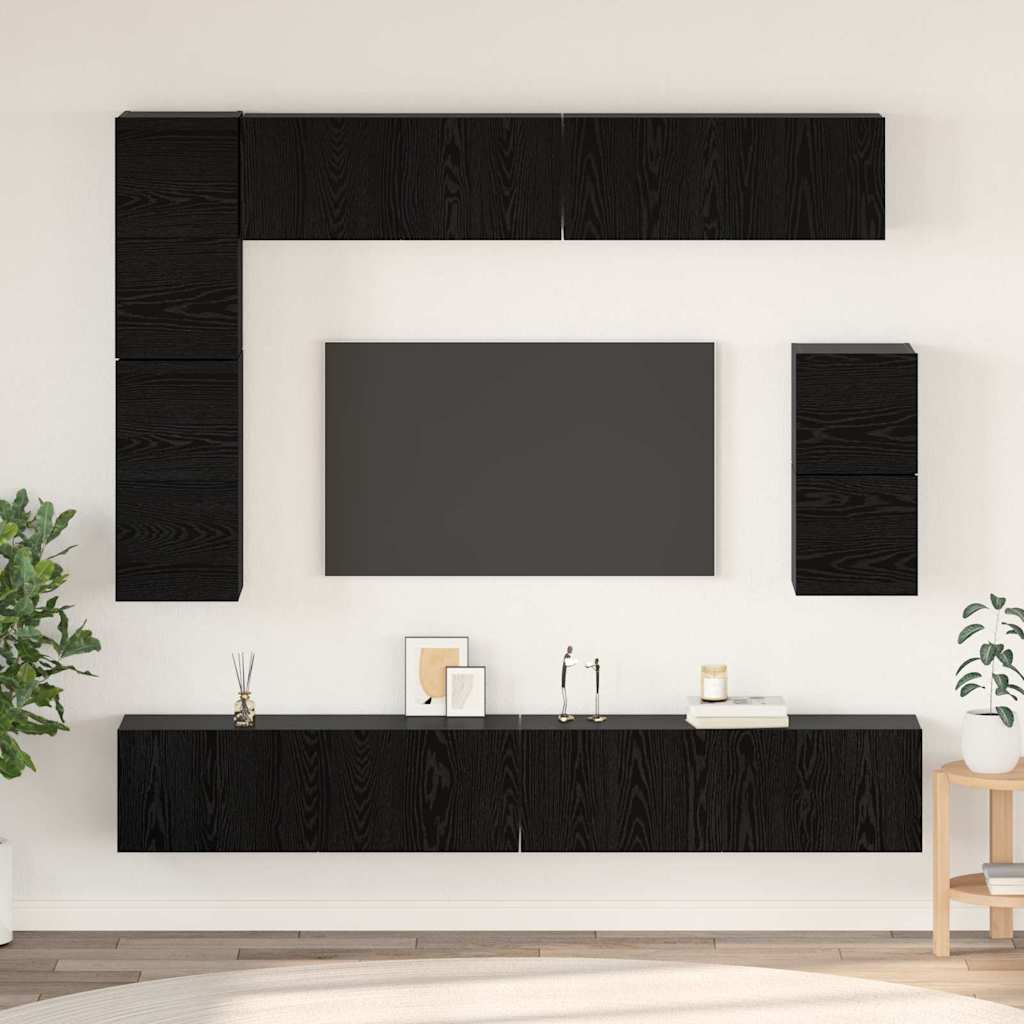 Conjunto de mueble de TV 8 pcs Roble artesanal
