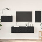 Conjunto de mueble de TV 4 pcs Roble Negro Madera de ingeniería