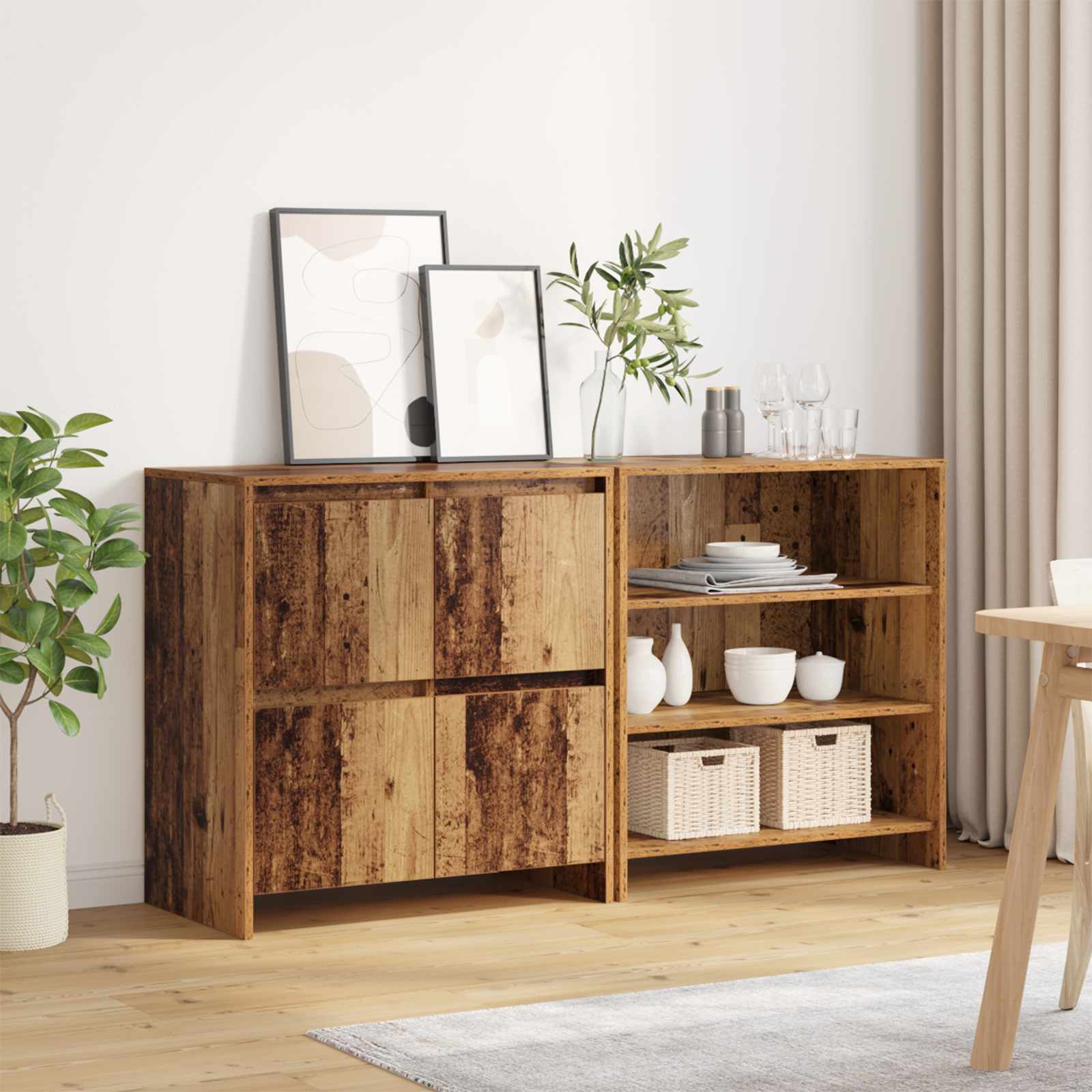Aparador 2 pcs Madera vieja 70 x 41 x 75 cm