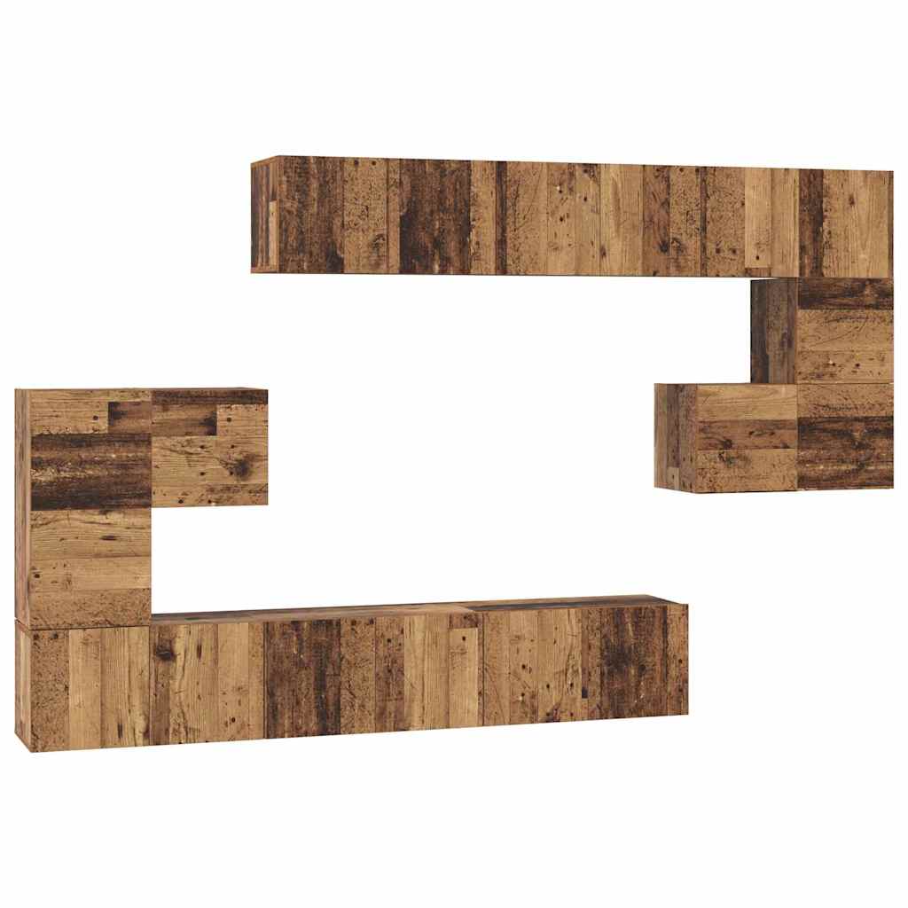 Conjunto de mueble de TV 10 pcs Madera envejecida