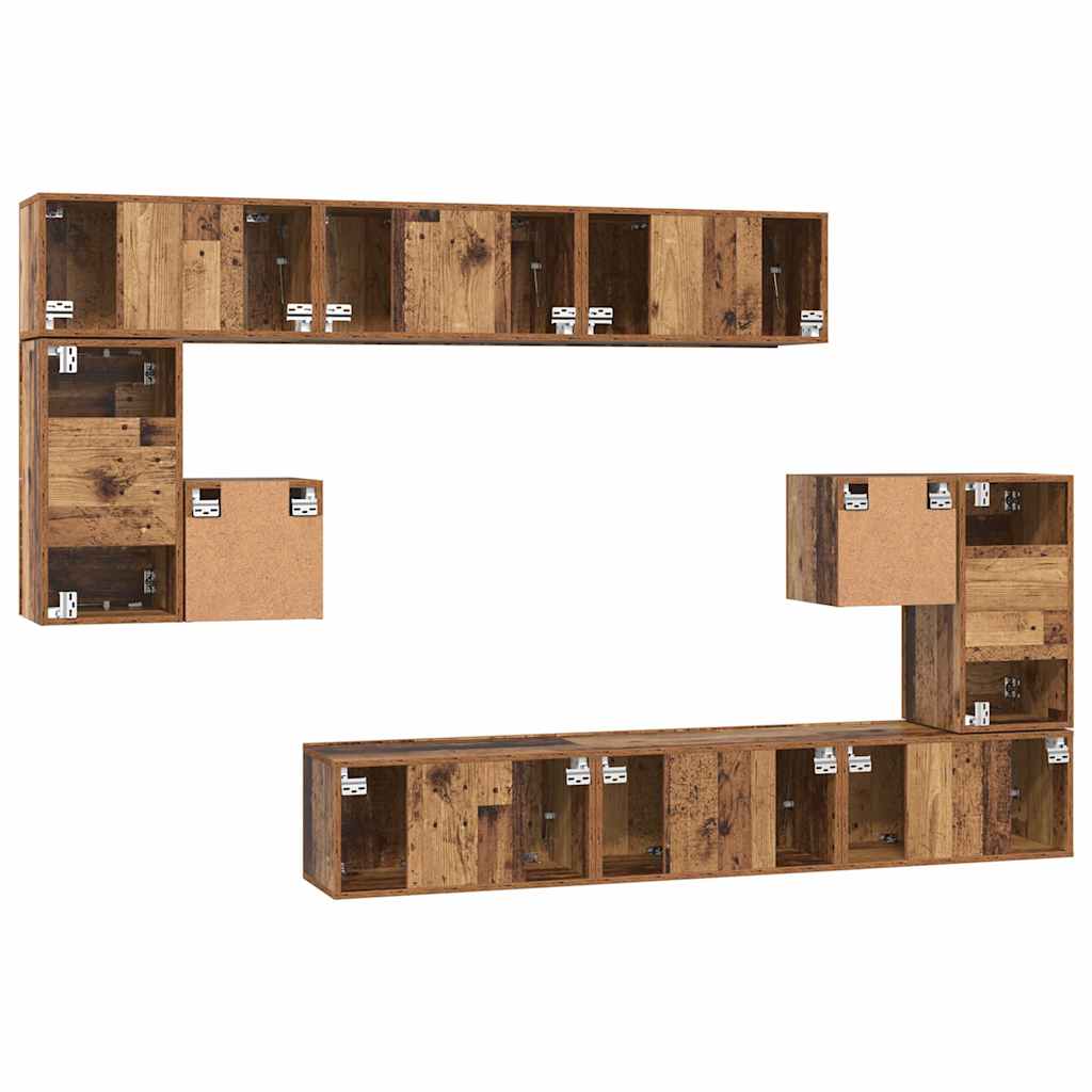Conjunto de mueble de TV 10 pcs Madera envejecida