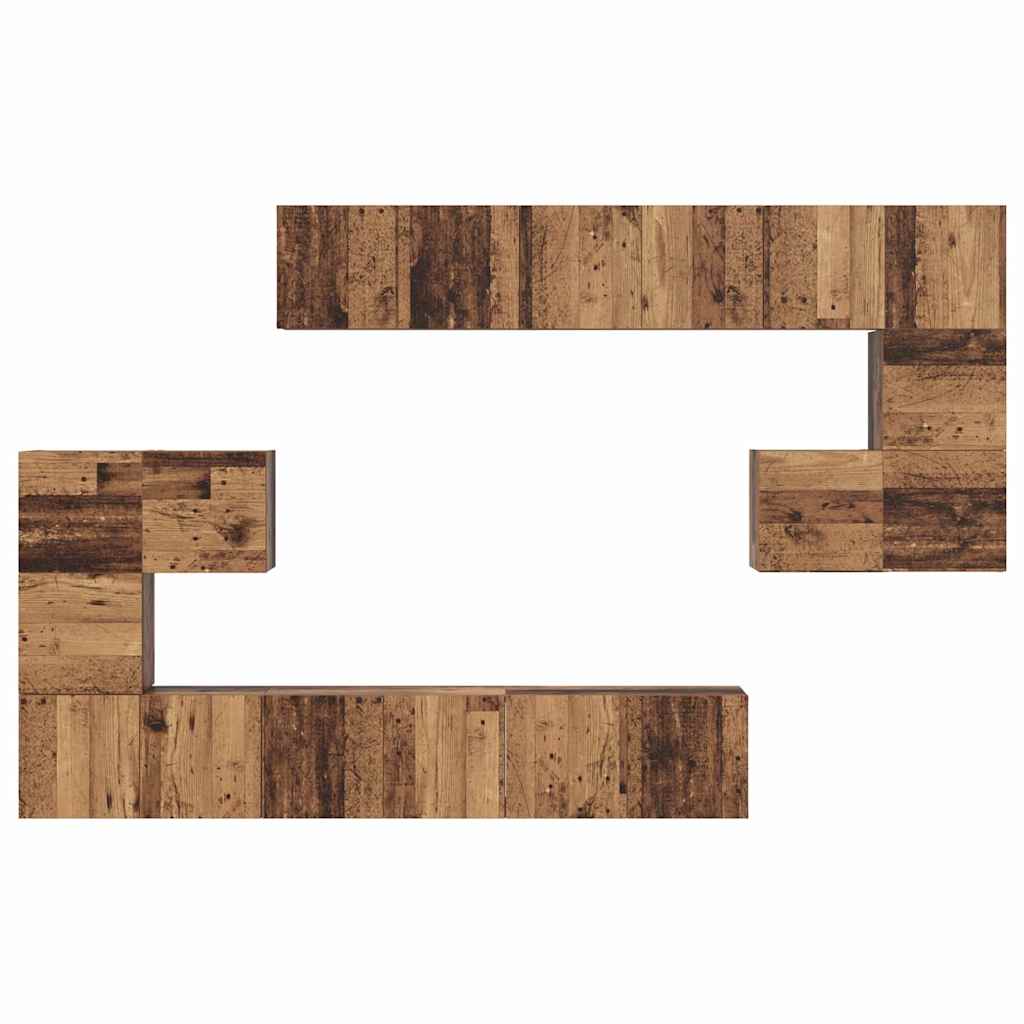 Conjunto de mueble de TV 10 pcs Madera envejecida