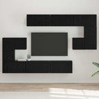 Conjunto de mueble de TV Montada en la pared 10 pcs Roble Negro