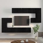 Conjunto de mueble de TV Montada en la pared 10 pcs Roble Negro
