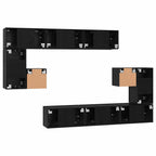 Conjunto de mueble de TV Montada en la pared 10 pcs Roble Negro