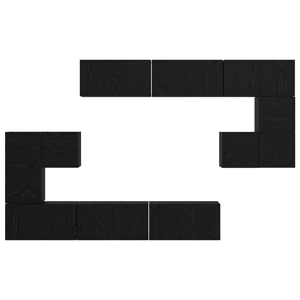 Conjunto de mueble de TV Montada en la pared 10 pcs Roble Negro