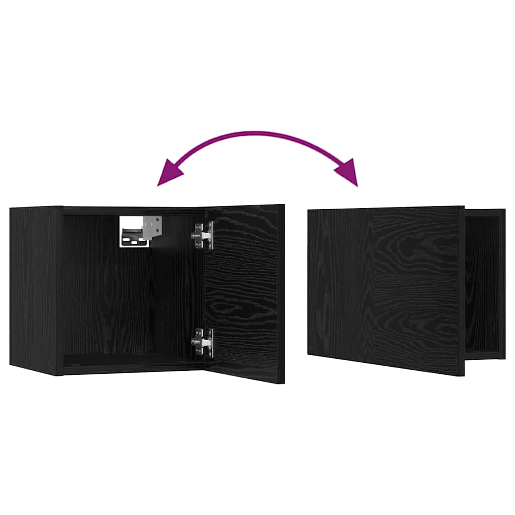 Conjunto de mueble de TV Montada en la pared 10 pcs Roble Negro