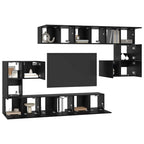 Conjunto de mueble de TV Montada en la pared 10 pcs Roble Negro