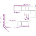 Conjunto de mueble de TV Montada en la pared 10 pcs Roble Negro