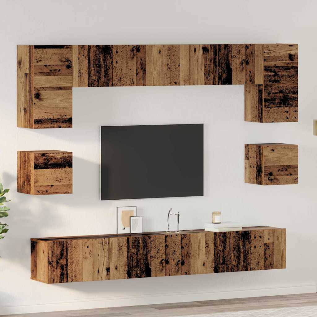 Conjunto de mueble de TV 2 pcs Madera Vieja 37 x 37 x 72 cm