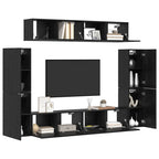 Conjunto de mueble de TV 8 pcs Roble negro Madera contrachapada