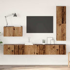 Conjunto de mueble de TV 4 pcs Roble Negro Madera de ingeniería