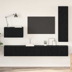 Conjunto de mueble de TV 4 pcs Roble Negro Madera de ingeniería