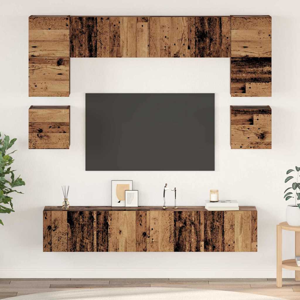 Conjunto de mueble de TV 2 pcs Madera Vieja 37 x 37 x 72 cm