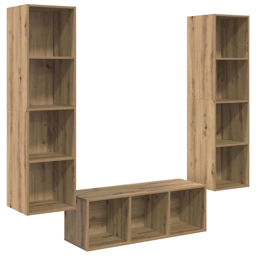 Conjunto de mueble de TV 3 pcs Roble artesanal