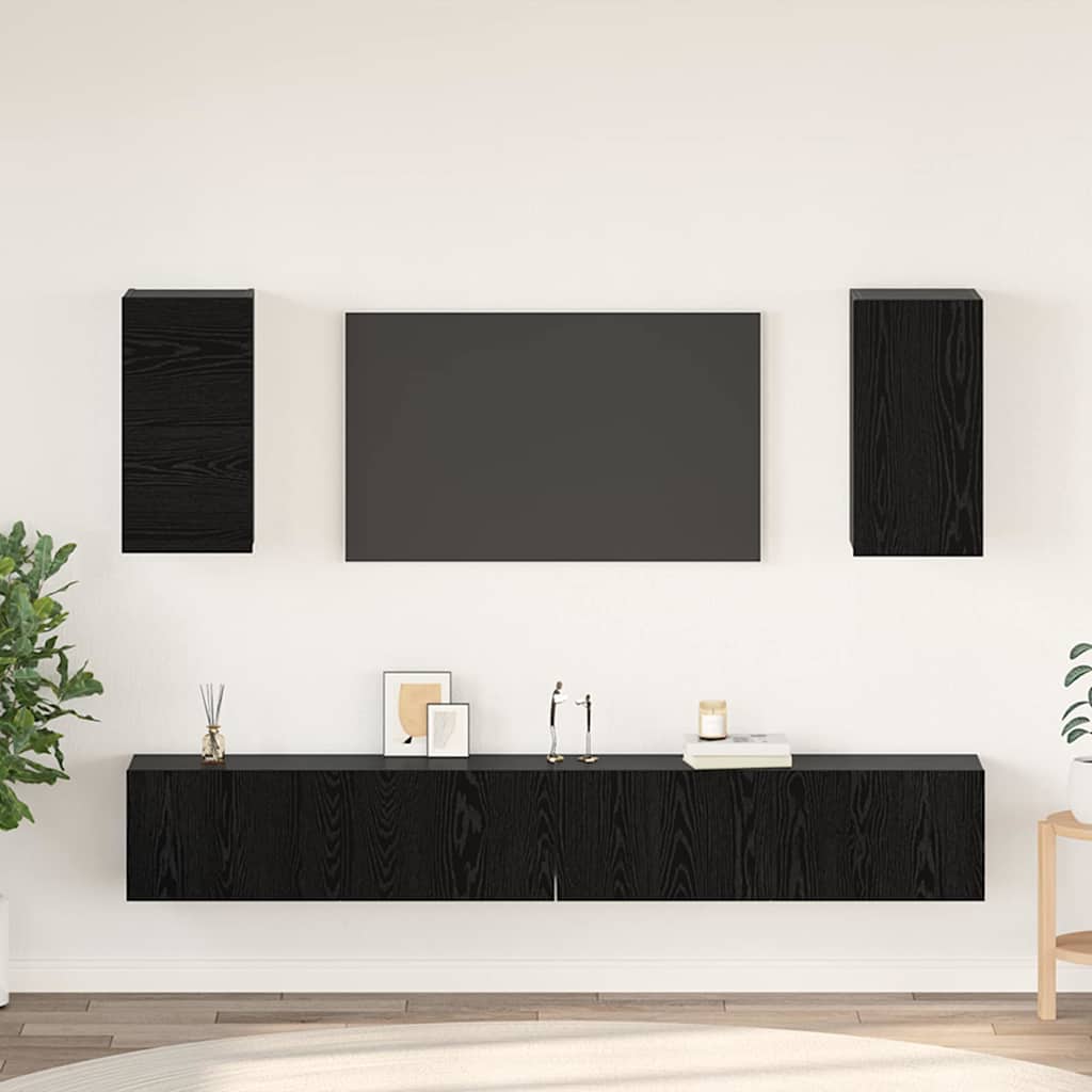 Mueble de TV de Pared 3 pcs 100 x 30 x 30 cm Roble Negro