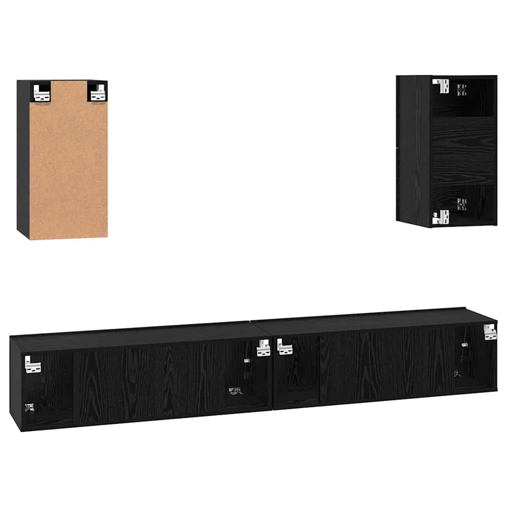 Mueble de TV de Pared 3 pcs 100 x 30 x 30 cm Roble Negro