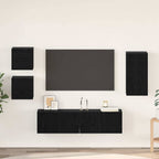 Conjunto de mueble de TV 5 pcs Roble Negro Madera de ingeniería