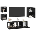 Conjunto de mueble de TV 5 pcs Roble Negro Madera de ingeniería