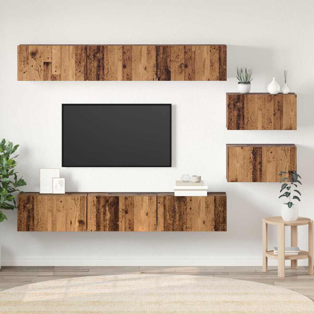 Conjunto de mueble de TV 2 pcs Madera envejecida