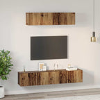 Conjunto de mueble de TV 4 pcs Madera envejecida