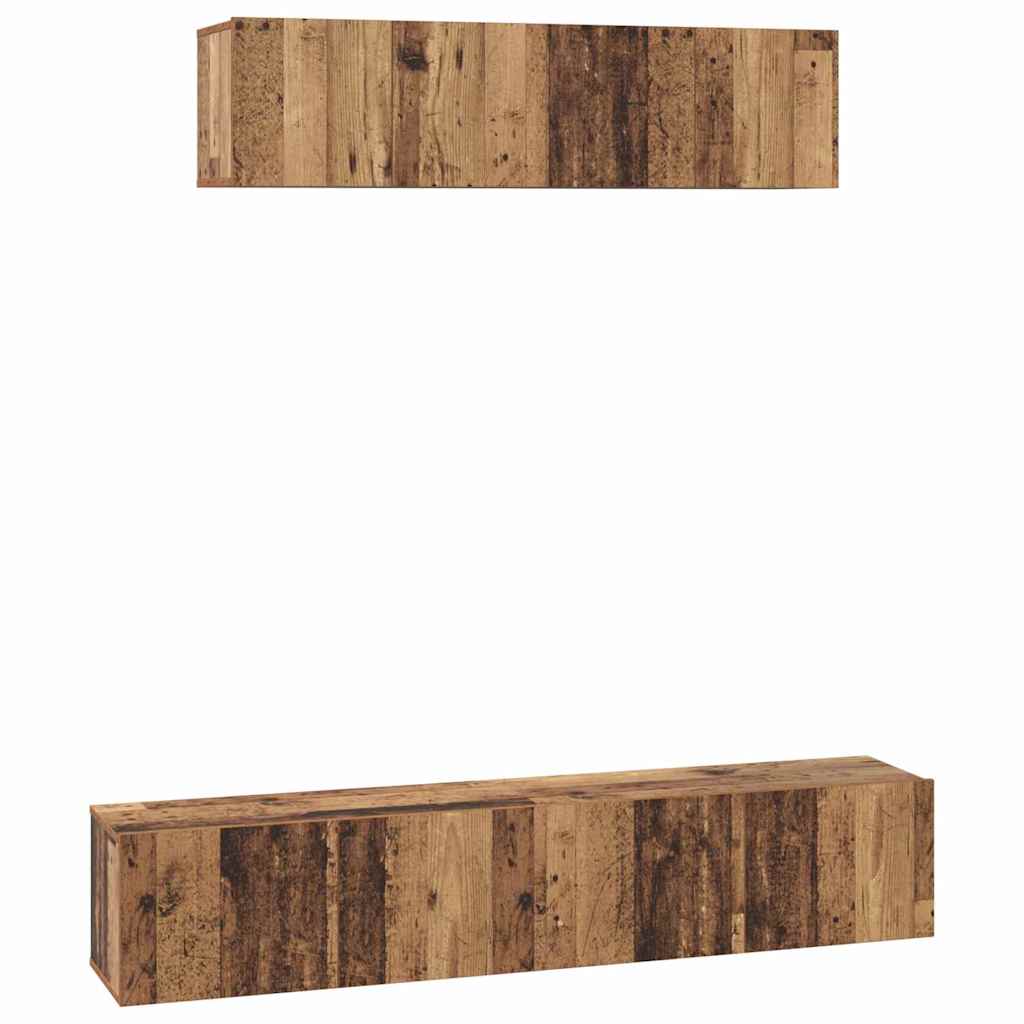 Conjunto de mueble de TV 4 pcs Madera envejecida