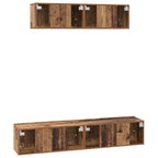 Conjunto de mueble de TV 4 pcs Madera envejecida