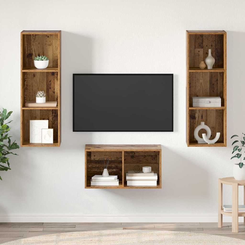 Conjunto de mueble de TV 2 pcs Madera envejecida