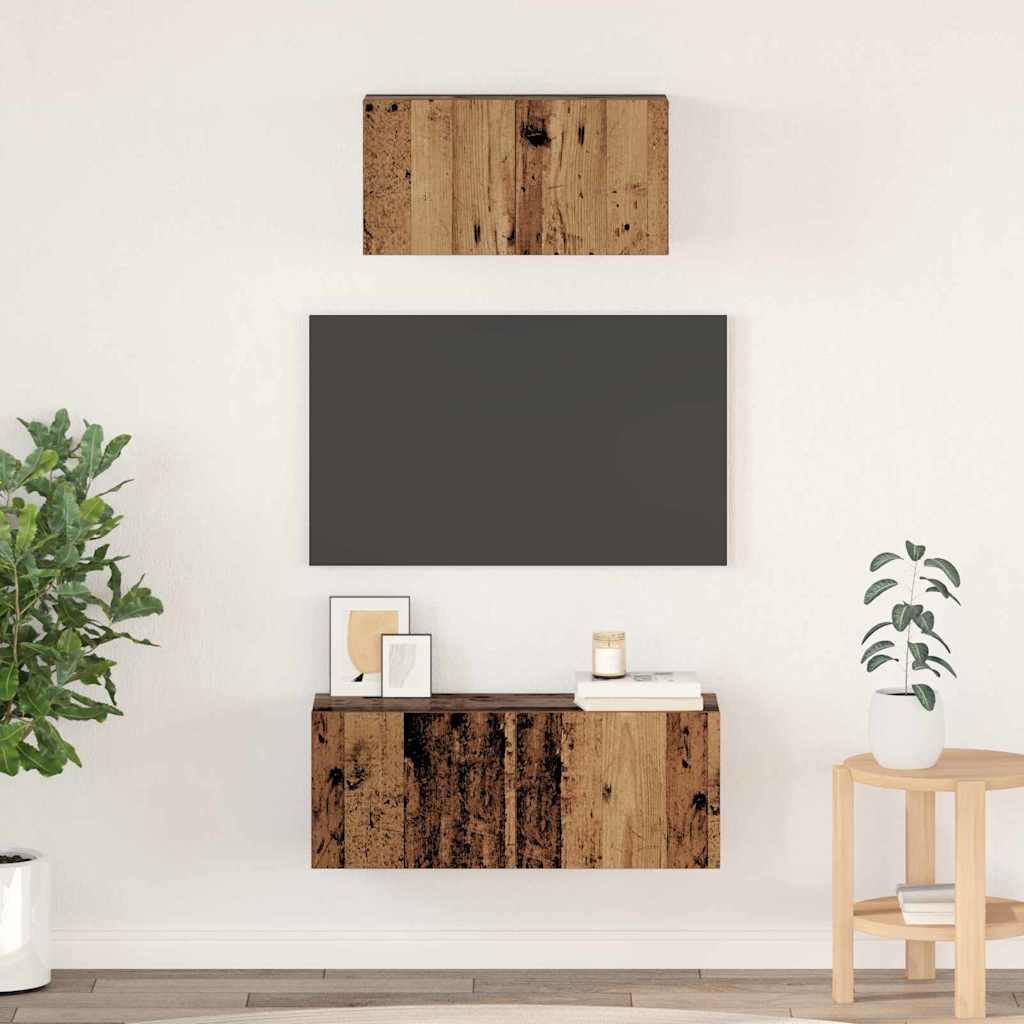 Conjunto de mueble de TV 2 pcs Madera envejecida