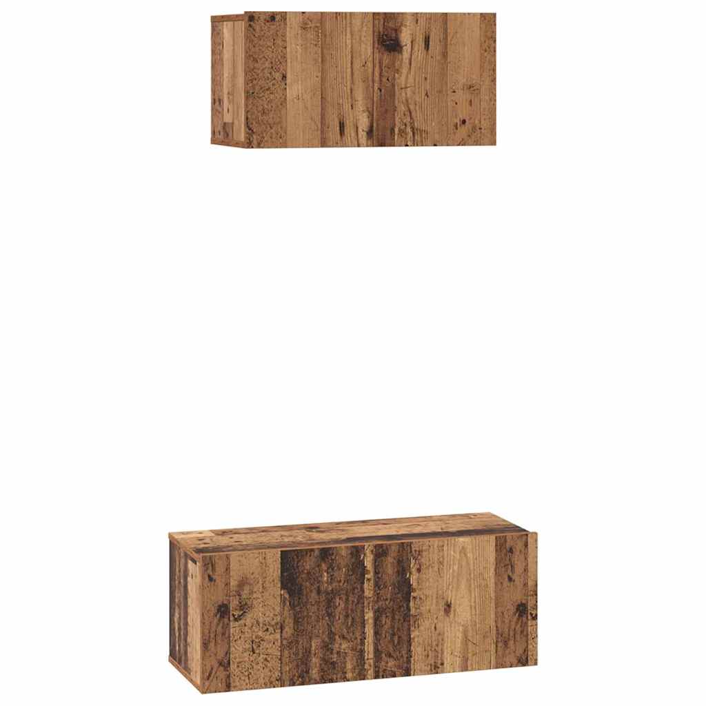 Conjunto de mueble de TV 2 pcs Madera envejecida
