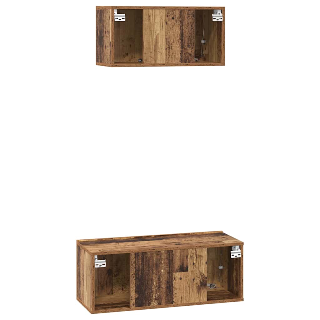 Conjunto de mueble de TV 2 pcs Madera envejecida