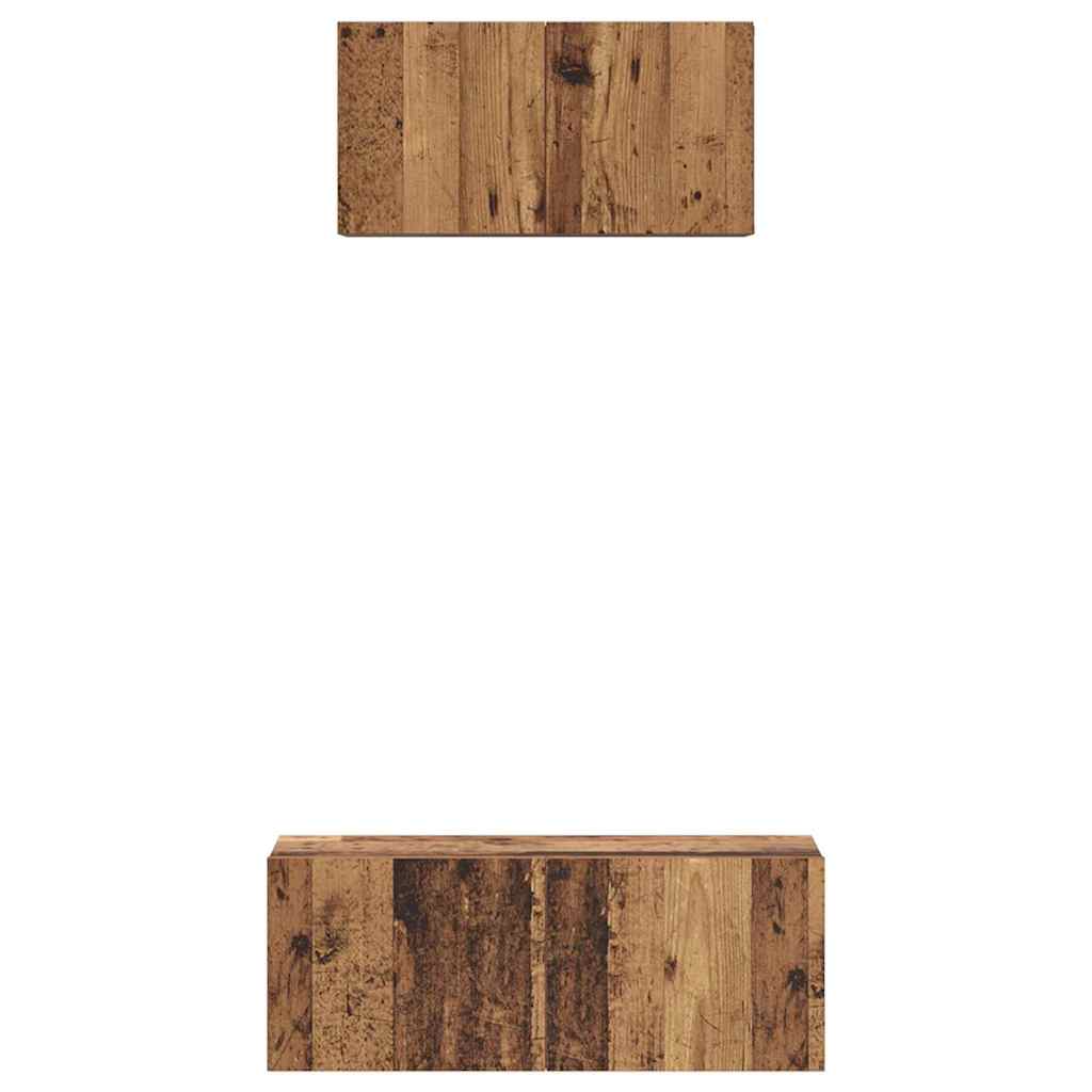 Conjunto de mueble de TV 2 pcs Madera envejecida