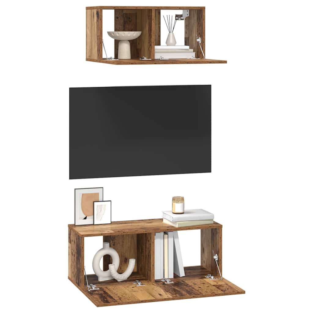 Conjunto de mueble de TV 2 pcs Madera envejecida