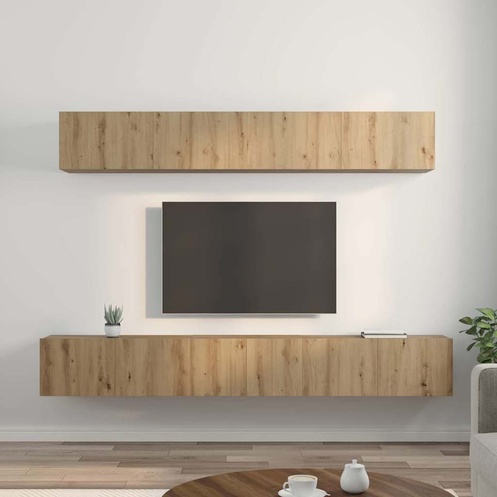 Conjunto de mueble de TV 5 pcs Roble artesanal