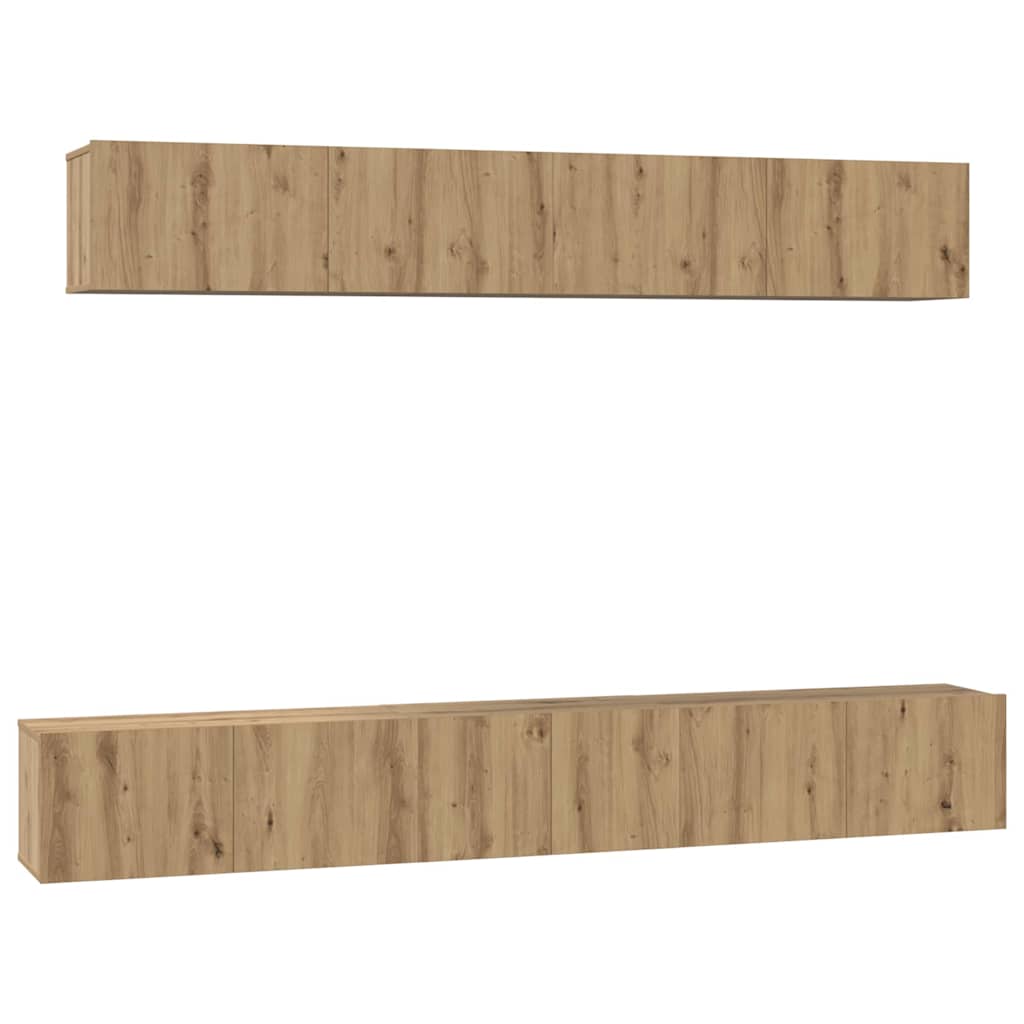 Conjunto de mueble de TV 5 pcs Roble artesanal