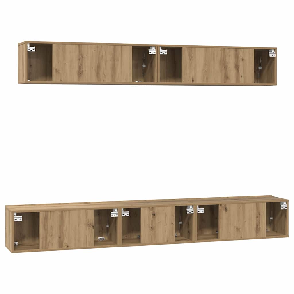 Conjunto de mueble de TV 5 pcs Roble artesanal