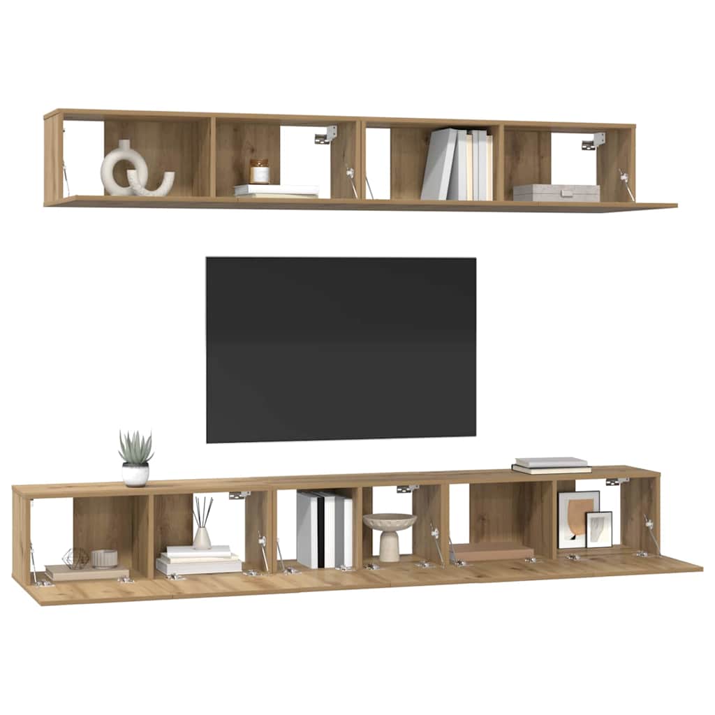 Conjunto de mueble de TV 5 pcs Roble artesanal
