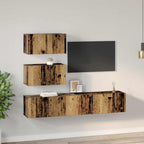Conjunto de mueble de TV 4 pcs Madera envejecida