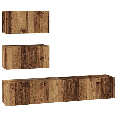 Conjunto de mueble de TV 4 pcs Madera envejecida