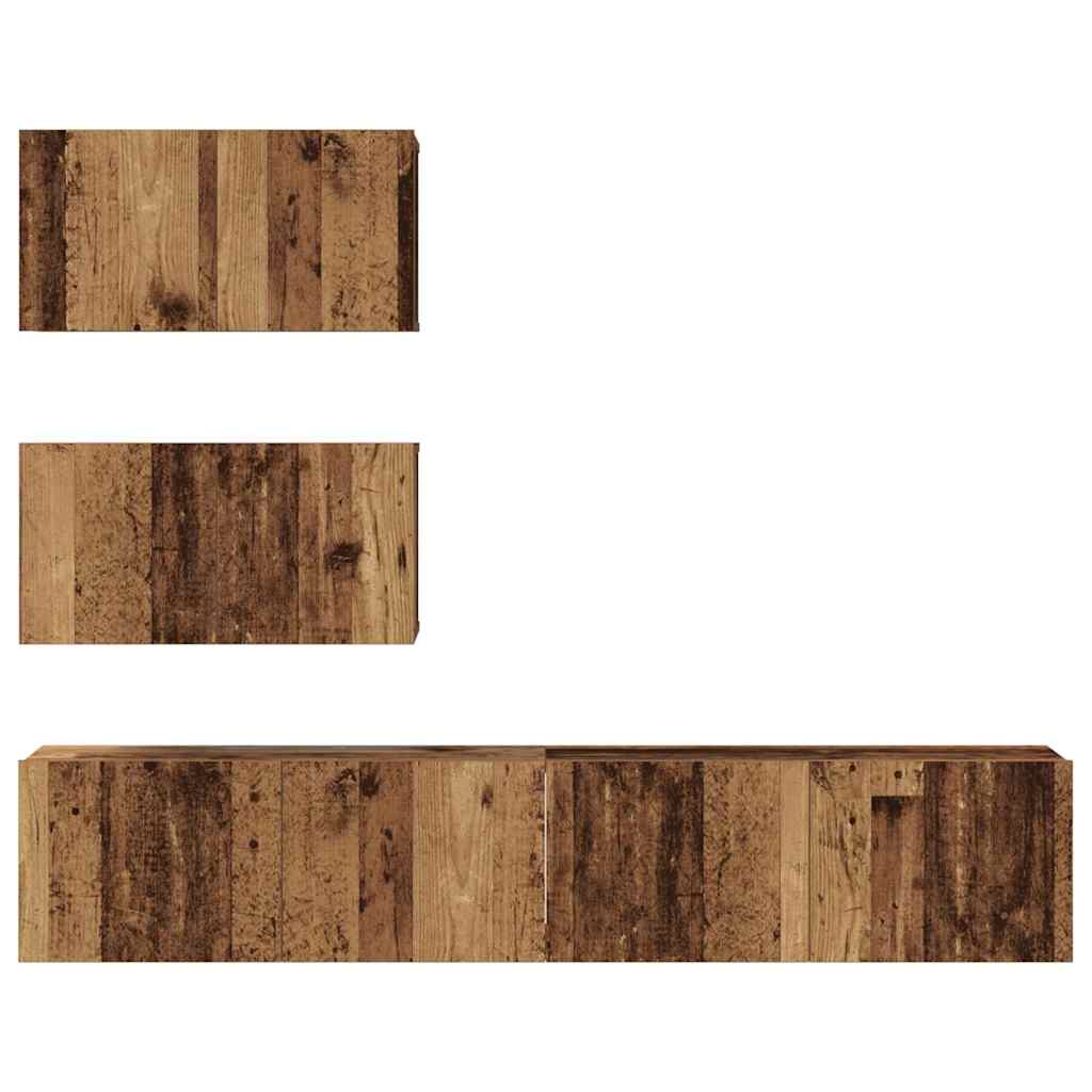 Conjunto de mueble de TV 4 pcs Madera envejecida