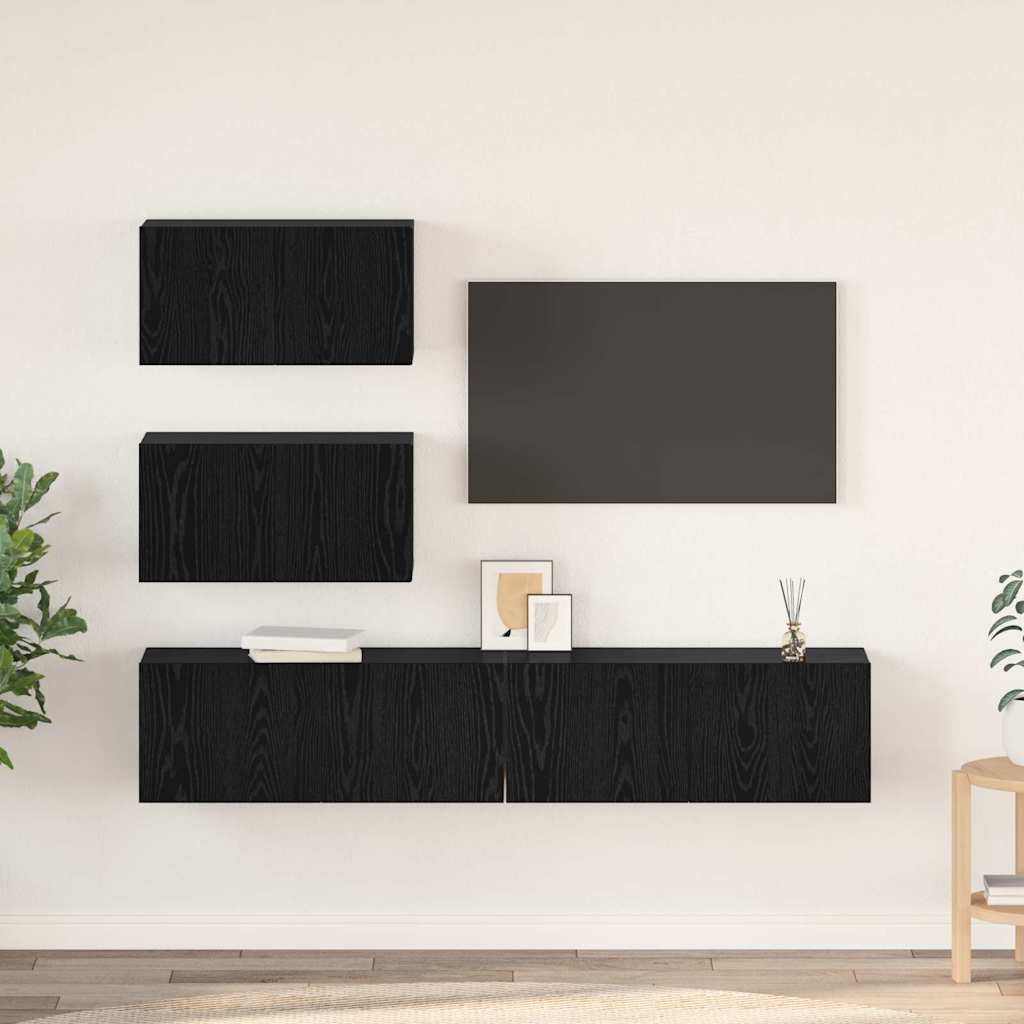 Conjunto de mueble de TV 4 pcs Madera envejecida